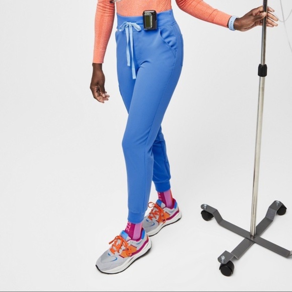 Capri Blue High Waisted Zamora™ Jogger Scrub Pants Figs Limited Edition Color